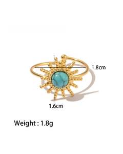 High Quality Retro Stainless Steel Ring 18k Gold-Plated Ring Inlay Malachite Fine Jewelry Wholesale