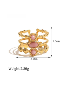 High Quality Retro Stainless Steel Ring 18k Gold-Plated Ring Inlay Malachite Fine Jewelry Wholesale