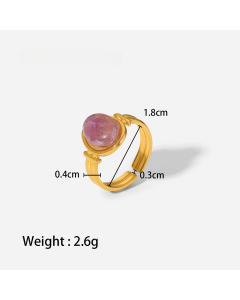 High Quality Retro Stainless Steel Ring 18k Gold-Plated Ring Inlay Malachite Fine Jewelry Wholesale