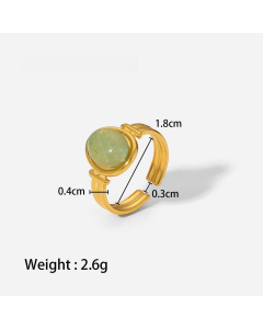 High Quality Retro Stainless Steel Ring 18k Gold-Plated Ring Inlay Malachite Fine Jewelry Wholesale