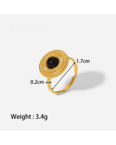 High Quality Retro Stainless Steel Ring 18k Gold-Plated Ring Inlay Malachite Fine Jewelry Wholesale