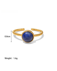 High Quality Retro Stainless Steel Ring 18k Gold-Plated Ring Inlay Malachite Fine Jewelry Wholesale