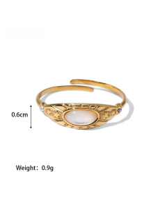 High Quality Retro Stainless Steel Ring 18k Gold-Plated Ring Inlay Malachite Fine Jewelry Wholesale