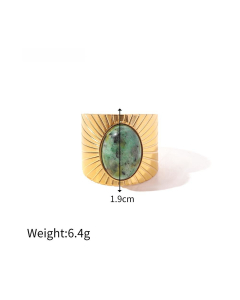 High Quality Retro Stainless Steel Ring 18k Gold-Plated Ring Inlay Malachite Fine Jewelry Wholesale-02