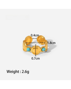 High Quality Retro Stainless Steel Ring 18k Gold-Plated Ring Inlay Malachite Fine Jewelry Wholesale