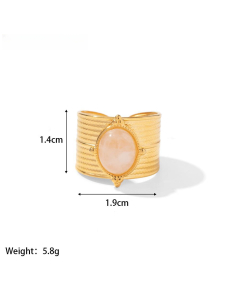 High Quality Retro Stainless Steel Ring 18k Gold-Plated Ring Inlay Malachite Fine Jewelry Wholesale