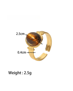High Quality Retro Stainless Steel Ring 18k Gold-Plated Ring Inlay Malachite Fine Jewelry Wholesale