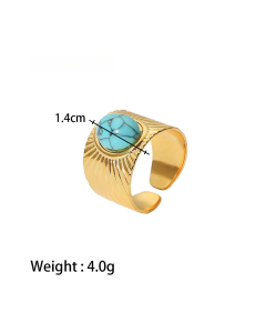 High Quality Retro Stainless Steel Ring 18k Gold-Plated Ring Inlay Malachite Fine Jewelry Wholesale