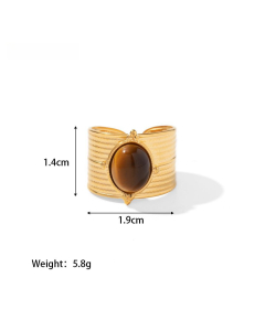 High Quality Retro Stainless Steel Ring 18k Gold-Plated Ring Inlay Malachite Fine Jewelry Wholesale