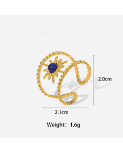 High Quality Retro Stainless Steel Ring 18k Gold-Plated Ring Inlay Malachite Fine Jewelry Wholesale