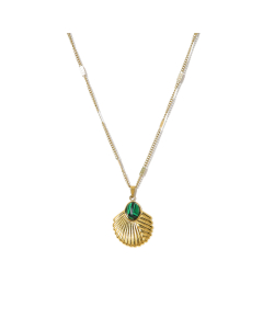 Retro INS Style 18K Gold Plated Inset Malachite Necklace Stainless Steel Pendant Necklace