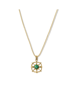 18K Gold Plated Inset Malachite Necklace Stainless Steel Pendant Necklace