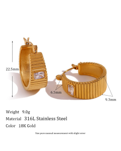 Retro Temperament Titanium Steel Earring Female Stainless Steel Plated 18K Gold Earring Jewelry