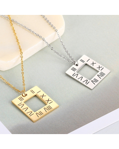 Roman letters Pendant Stainless Steel Necklace-CA7810022