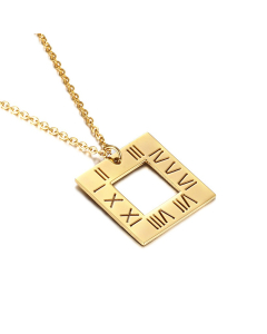 Roman letters Pendant Stainless Steel Necklace Color Gold-CA7810022