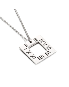 Roman letters Pendant Stainless Steel Necklace Color Steel-CA7810022