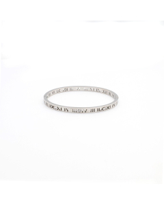 Steel Color Diamond-encrusted Roman Numerals Stainless Steel Bracelet 