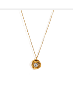 Non-fading Rose Diamond Double Twist Zircon Stainless Steel Necklace