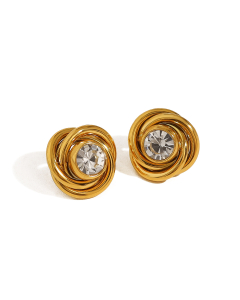 Fine Jewelry Rose Diamond Double Twist Zircon Stainless Steel Earrings