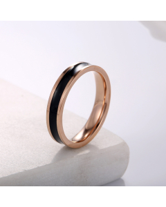 Wholesale 4MM Stainless Steel Ring Drop Glue Ring Couple Tail Ring-Rose Gold Color-Black-4