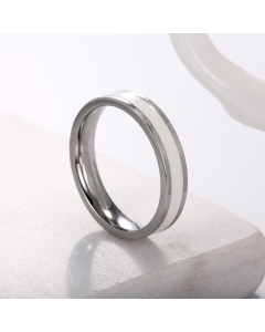Wholesale 4MM Stainless Steel Ring Drop Glue Ring Couple Tail Ring-Steel Color-White-4
