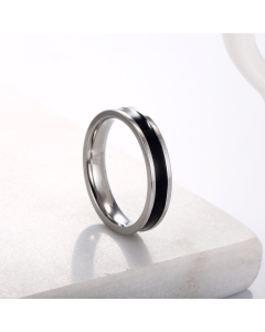 Wholesale 4MM Stainless Steel Ring Drop Glue Ring Couple Tail Ring-Steel Color-Black-4