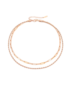 Rose Gold Fashion Double Layer Twist Chain Necklace Minimalist Style CA7810148