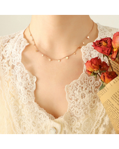 Fashion Multiaccessory Chocker Titanium Steel Necklace CA7810140-Rose Gold Color-01