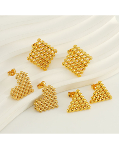 Wholesale INS Style Earrings Female Niche Design Round Beads Square Love Triangle Stainless Steel Earrings