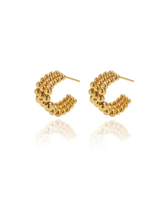 French Exaggerated Temperament Light Luxury Round Beads C-shaped Earrings Stainless Steel Earrings 