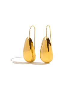 Electroplated 18K Gold Earring Fashion Minimalism Round Drop Stainless Steel Polished Smooth-surface Earrings