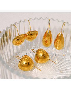 Wholesale Electroplated 18K Gold Earring Fashion Minimalism Round Drop Stainless Steel Polished Smooth-surface Earrings