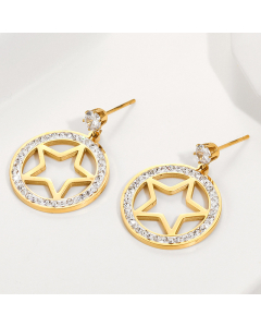 Wholesale Plated 14K Gold Earrings Female Fashion And Niche Design Pentagram Stainless Steel Earrings