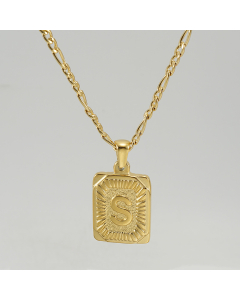 S Hip Hop Style Initial Letter With Curby Chain Necklace CA7810225