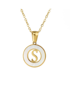 S Hollow Letter With White Shell Necklace CA7810208