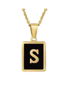 S Initial Letter Necklace Inlaid With Black Shell CA7810215