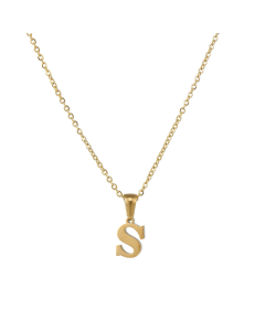 S Mirror Polish Initial Letter Figaro Chain Necklace CA7810227