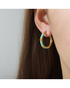 Enamel Titanium Steel Gold-plated Geometric Earrings Drip Oil Earrings