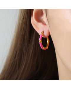 Senior Sense Temperament Enamel Titanium Steel Gold-plated Geometric Earrings Drip Oil Earrings