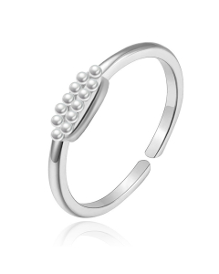 Wholesale Opening Ring Shell Pearl Star Stainless Steel Ring-Steel Color-01
