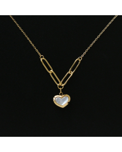 Fashion Shell White Fritillaria Heart Love Stainless Steel Necklace Clavicle Chain 