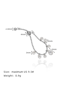 Glam Bling Bling Diamond Drop Silicone Bead Adjustable Stainless Steel Ring 