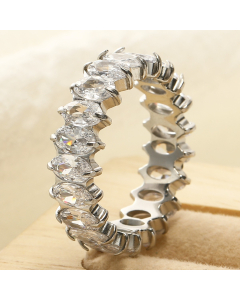 Wholesale Stainless Steel Ring Oval Zirconium Inlaid Ring-Steel Color-01-10