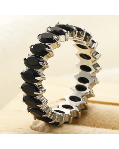 Wholesale Stainless Steel Ring Oval Zirconium Inlaid Ring-Steel Color-02-8