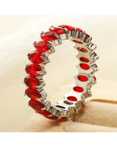 Wholesale Stainless Steel Ring Oval Zirconium Inlaid Ring-Steel Color-03-9