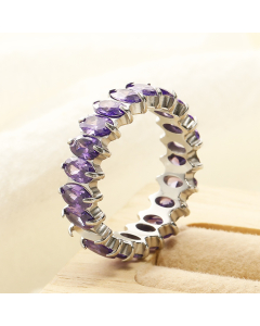 Wholesale Stainless Steel Ring Oval Zirconium Inlaid Ring-Steel Color-04-10