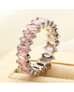 Wholesale Stainless Steel Ring Oval Zirconium Inlaid Ring-Steel Color-06-7