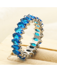 Wholesale Stainless Steel Ring Oval Zirconium Inlaid Ring-Steel Color-08-7