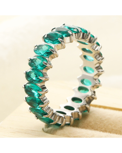 Wholesale Stainless Steel Ring Oval Zirconium Inlaid Ring-Steel Color-09-7