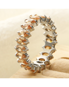 Wholesale Stainless Steel Ring Oval Zirconium Inlaid Ring-Steel Color-11-8